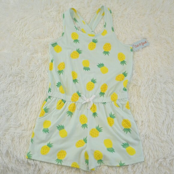 Cat And Jack Girls  Pineapple Romper Size L 10/12 NWT - Picture 1 of 3